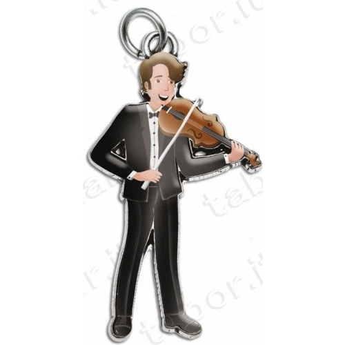 Bomboniera laurea in musica ciondolo violino uomo smaltato