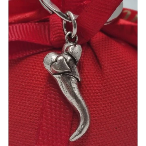 Bomboniera laurea portachiavi corno in metallo