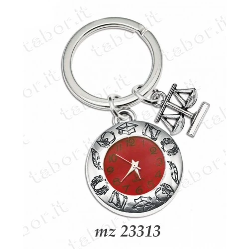 Bomboniera laurea portachiavi orologio con ciondolo bilancia - giurisprudenza