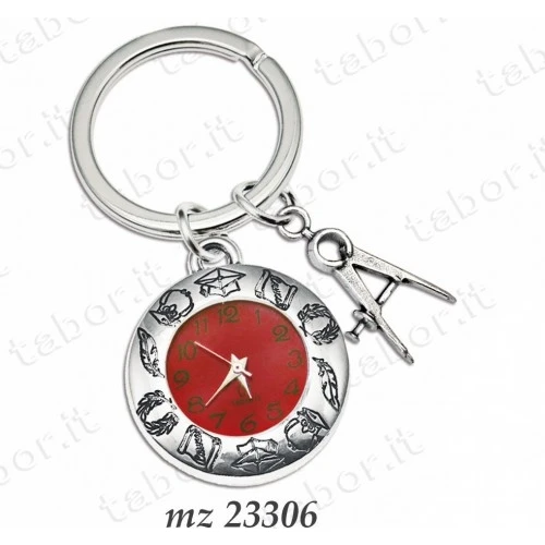 Bomboniera laurea portachiavi orologio con ciondolo compasso - architettura