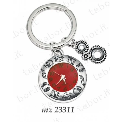 Bomboniera portachiavi orologio con ingranaggi - laurea in ingegneria meccanica