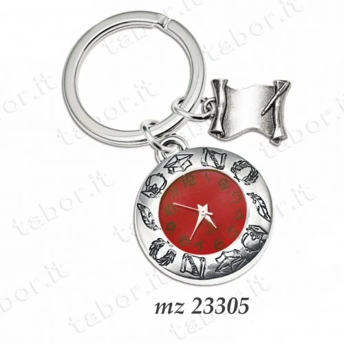 Bomboniera laurea portachiavi orologio con ciondolo pergamena