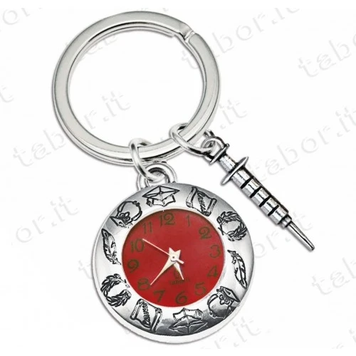 Bomboniera portachiavi orologio con siringa - laurea in infermieristica