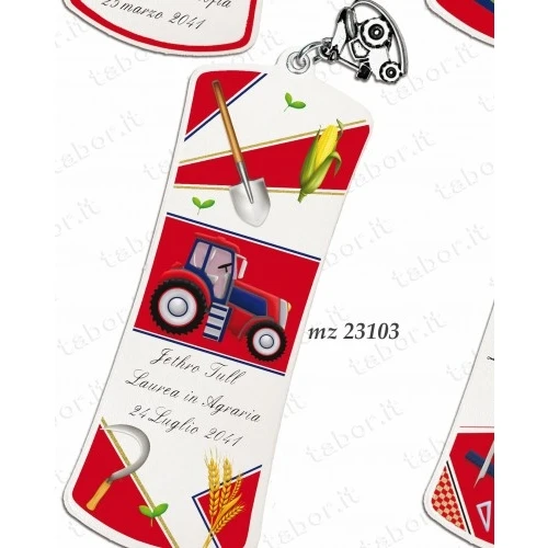 Bomboniera laurea segnalibro personalizzabile con ciondolo agraria