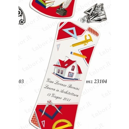 Bomboniera laurea segnalibro personalizzabile con ciondolo architettura