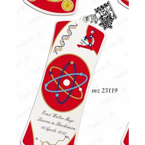 Bomboniera laurea segnalibro personalizzabile con ciondolo biologia chimica