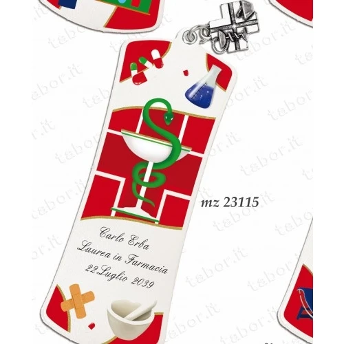 Bomboniera laurea segnalibro personalizzabile con ciondolo farmacia