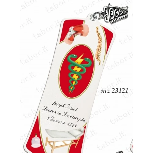 Bomboniera laurea segnalibro personalizzabile con ciondolo fisioterapia