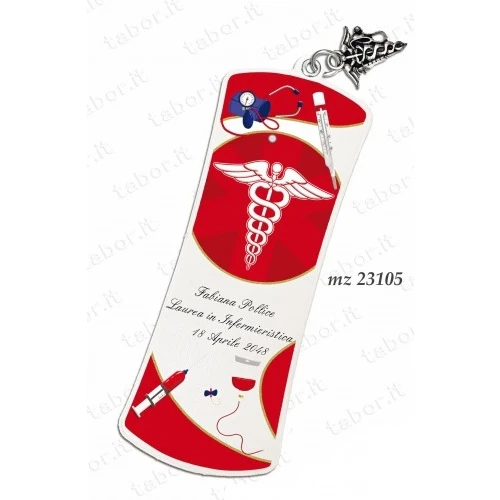 Bomboniera laurea segnalibro personalizzabile con ciondolo infermieristica