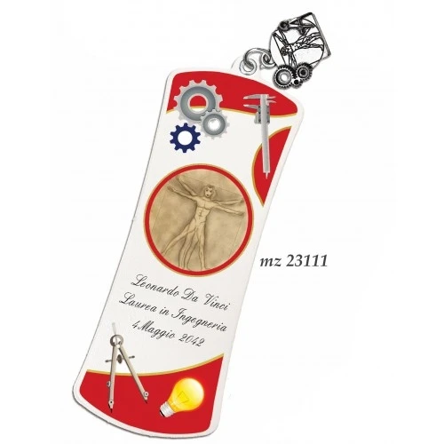 Bomboniera laurea segnalibro personalizzabile con ciondolo ingegneria