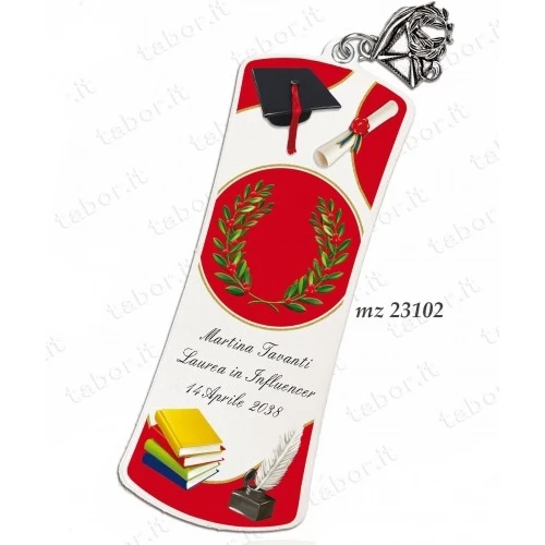 Bomboniera laurea segnalibro personalizzabile con ciondolo tocco