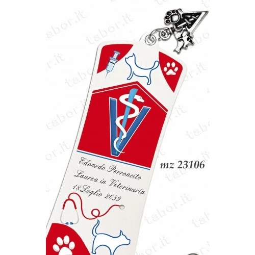 Bomboniera laurea segnalibro personalizzabile con ciondolo veterinaria