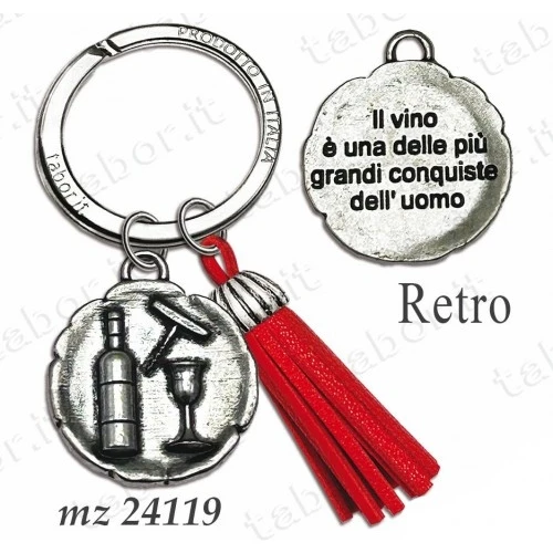 Bomboniera portachiavi enologia con nappina rossa