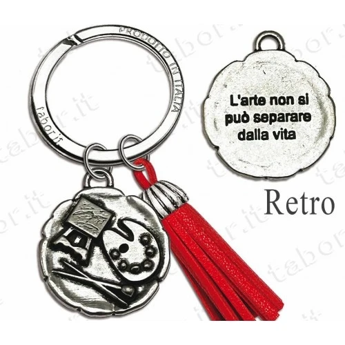 Bomboniera portachiavi laurea belle arti con nappina rossa