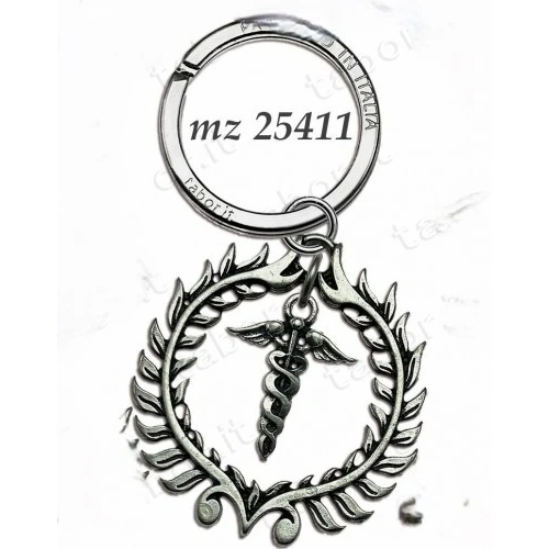 Bomboniera portachiavi laurea farmacia caduceo