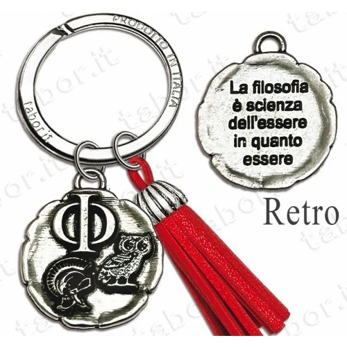 Bomboniera portachiavi laurea in filosofia con nappina rossa