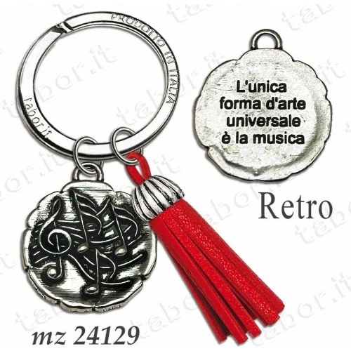Bomboniera portachiavi laurea in musica con nappina rossa