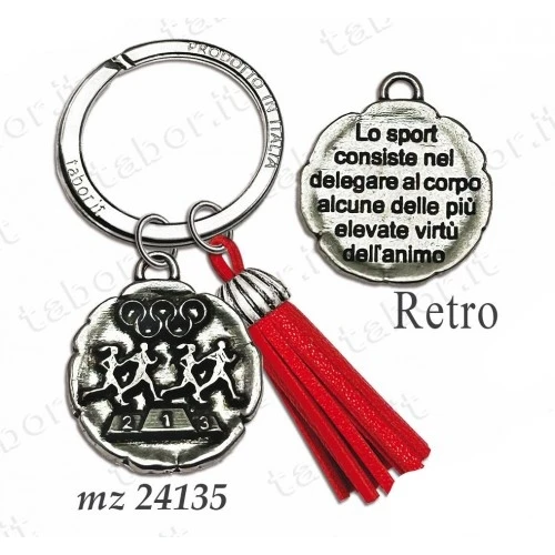 Bomboniera portachiavi laurea in scienze motorie con nappina rossa