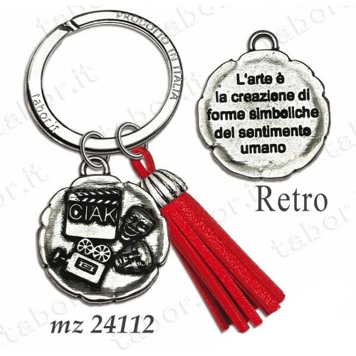 Bomboniera portachiavi laurea scenografia e spettacolo con nappina rossa