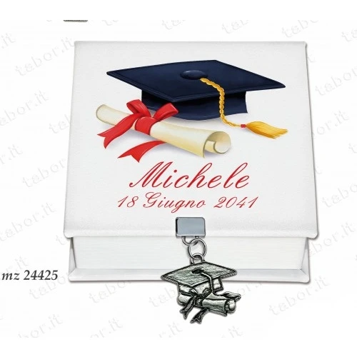 Bomboniera scatola degustazione personalizzabile portagioie tocco laurea