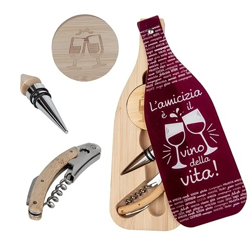 BOMBONIERA UTILE PER MATRIMONIO - BORDEAUX SET 3 PEZZI BOTTLE CM10X30
