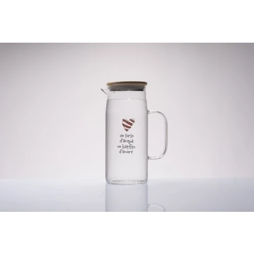 Brocca Acqua in Vetro Borosilicato Cuorematto - Bomboniera Matrimonio Solidale e Utile cm.9x h.20