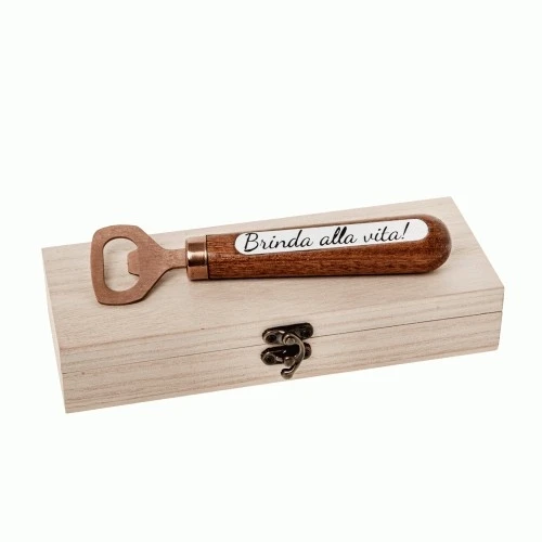 BRONZE A/BOTTIGLIA CM16 IN WOOD BOX - BOMBONIERE UTILI 