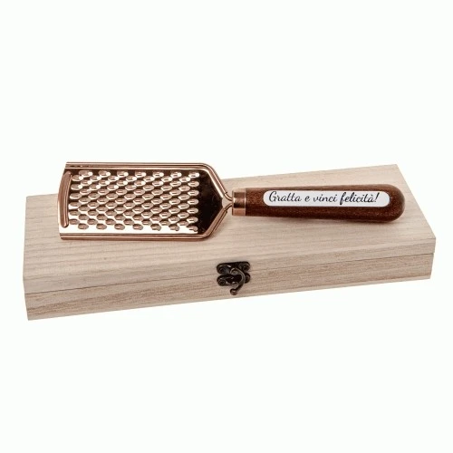 BRONZE GRATTUGIA CM.24 IN WOOD BOX - BOMBONIERE UTILI 