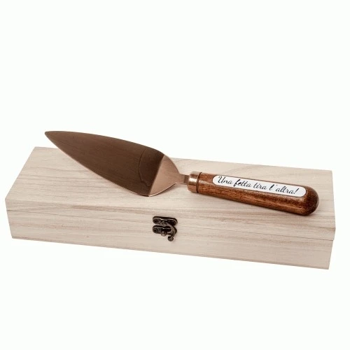 BRONZE PALETTA CM.27 IN WOOD BOX - BOMBONIERE UTILI 