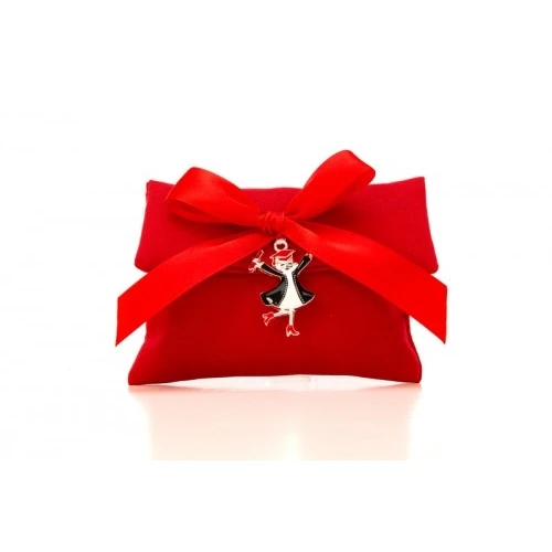 Bomboniera Solidale Laurea Cuorematto: Portaconfetti Bustina con Ciondolo Laureata cm.8x11