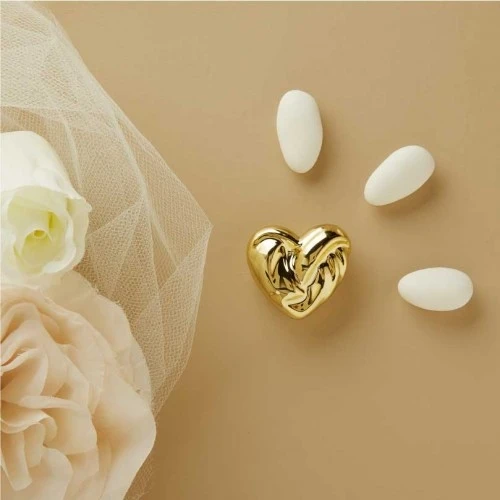 Magnete Cuore Claraluna Decorativo: Applicazione per Sacchetti e Segnaposto cm.3,7x3,5x1,5 - Oro