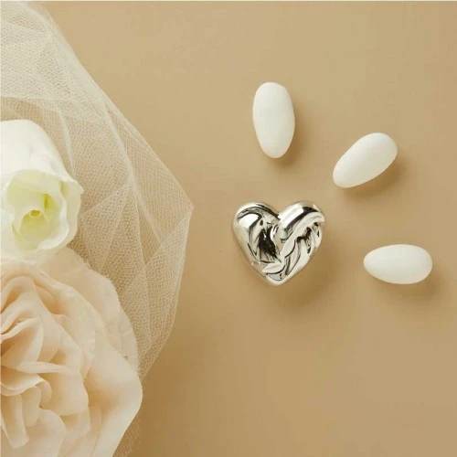 Magnete Cuore Claraluna Decorativo: Applicazione per Sacchetti e Segnaposto cm.3,7x3,5x1,5 - Argento