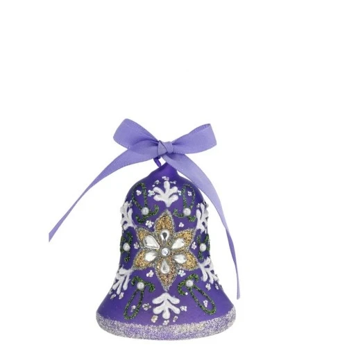 CAMPANELLA PASQUALE DECORATA CON LED H. 10 VIOLA