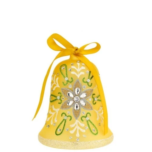 CAMPANELLA PASQUALE DECORATA CON LED H. 12 GIALLO