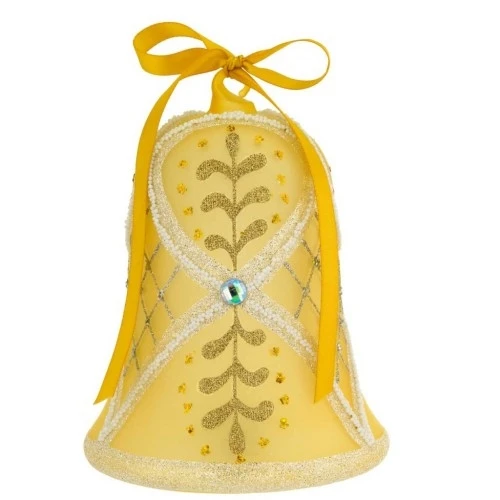 CAMPANELLA PASQUALE DECORATA CON LED H. 15 GIALLO