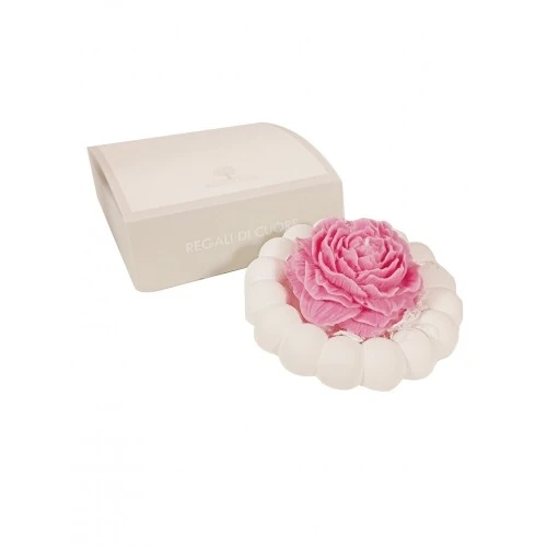 CANDELA PEONIA ROSA CON PORTACANDELA