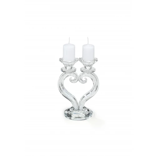 CANDELABRO CRISTALLO CUORE 2 FIAMME H19,5X13
