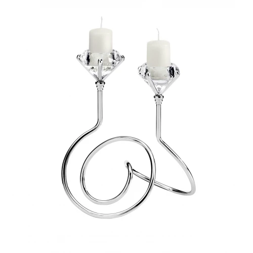 CANDELABRO DIAMANTE 2 FIAMME CM 22.9X14.6XH26