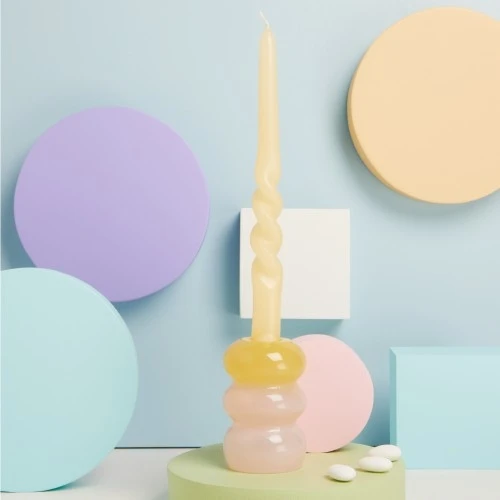 CANDELABRO ROSA/GIALLO CON CANDELA - CLARALUNA 2025