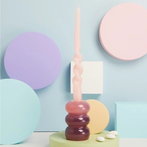 CANDELABRO ROSA/VIOLA CON CANDELA - CLARALUNA 2025