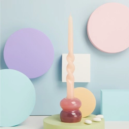 CANDELABRO ROSA/VIOLA CON CANDELA - CLARALUNA 2025