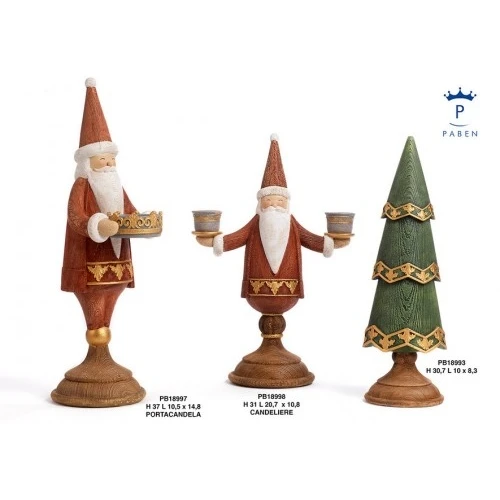 BABBO NATALE PORTACANDELA 37 CM. RESINA 