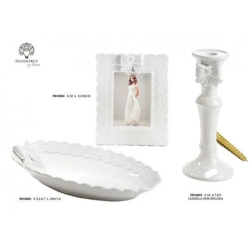 CANDELIERE/MERLETTO FIOCCO 24 CM. CERAMICA