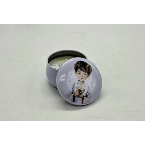 Bomboniera Cuorematto Solidale Comunione Ragazzo: Scatolina con Candela Profumata cm.10