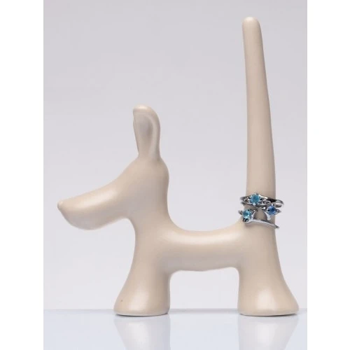 Cuorematto Bomboniera Solidale Porta Anelli Cagnolino in Ceramica con Coda Lunga cm.13X10