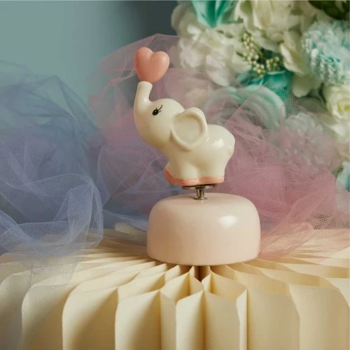 Carillon Claraluna con Elefantino Rosa: La Dolcezza di una Melodia Eterna cm. 7,5x14