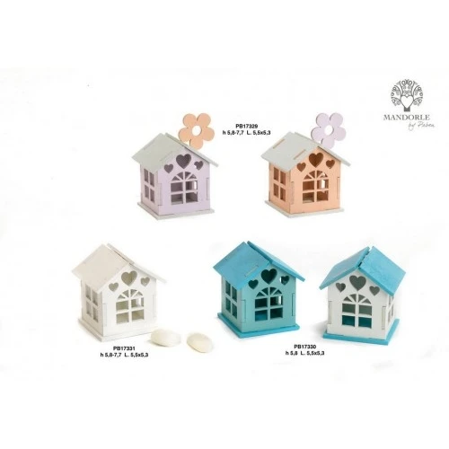 CASETTA CELESTE 5.8 CM. LEGNO PORTA CONFETTI