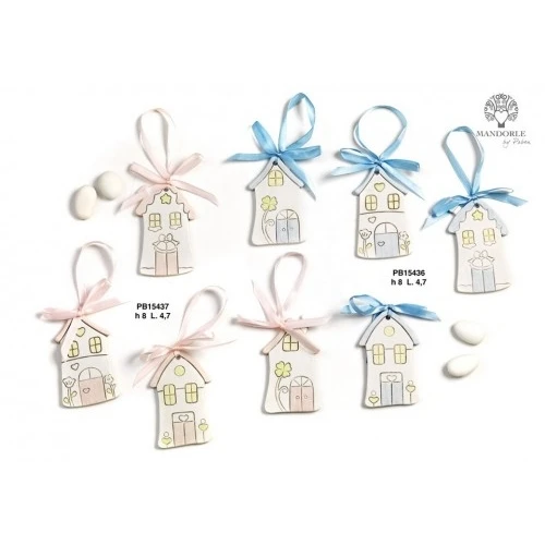 CASETTA/FIOCCO ROSA 8 CM. 4 AS.RESINA