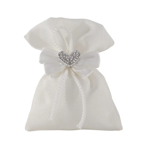 CHIARORE BAG CUORE CM 10X12 BIANCO - SACCHETTO CONFETTI NOZZE 