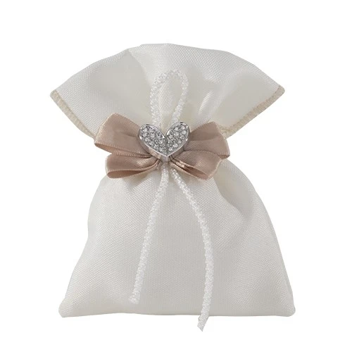 CHIARORE BAG CUORE CM 10X12 TORTORA - CONFETTI PER NOZZE 